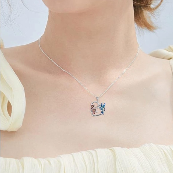 14k Hummingbirds Appear Angels are Near Necklace Memorial for Loved Ones - Picture 4 of 5